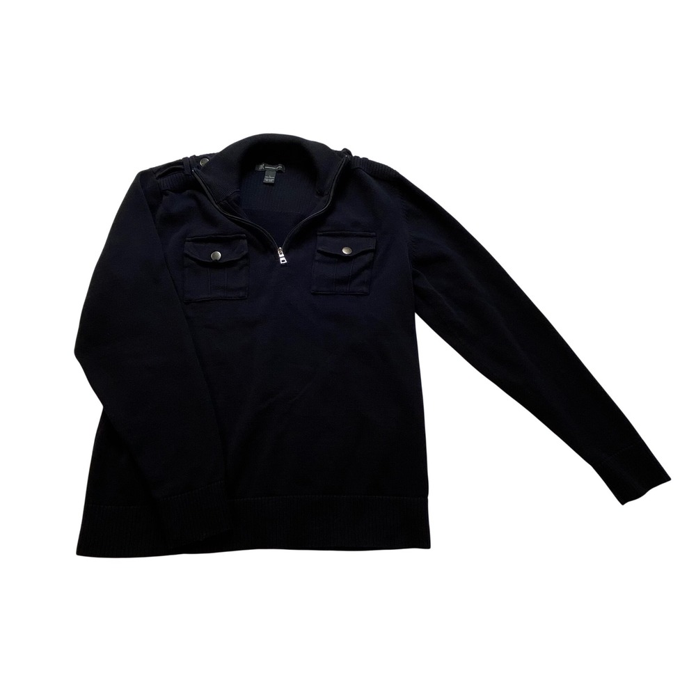 INC International Concepts‎ MensL Navy Blue Cotton Quarter Zip Sweater  WPL8046